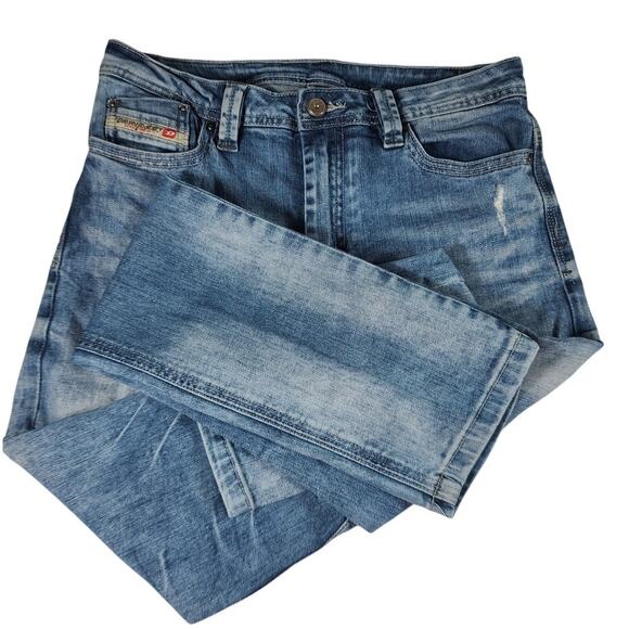 Diesel Blue Denim Distress Jeans Mid Rise 12 Y 28 - Picture 4 of 5